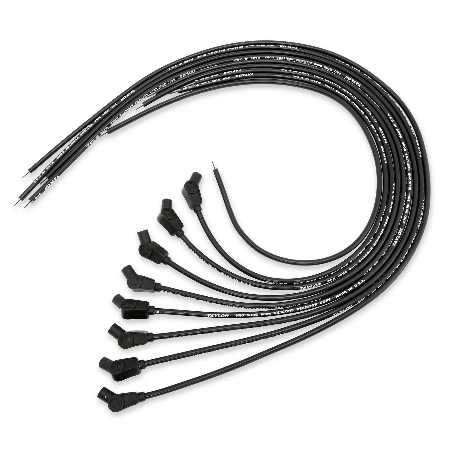 Spark Plug Wire Set Universal 8mm Silicone Pro Wire 135_ 3500 ohm_ft Black 70053